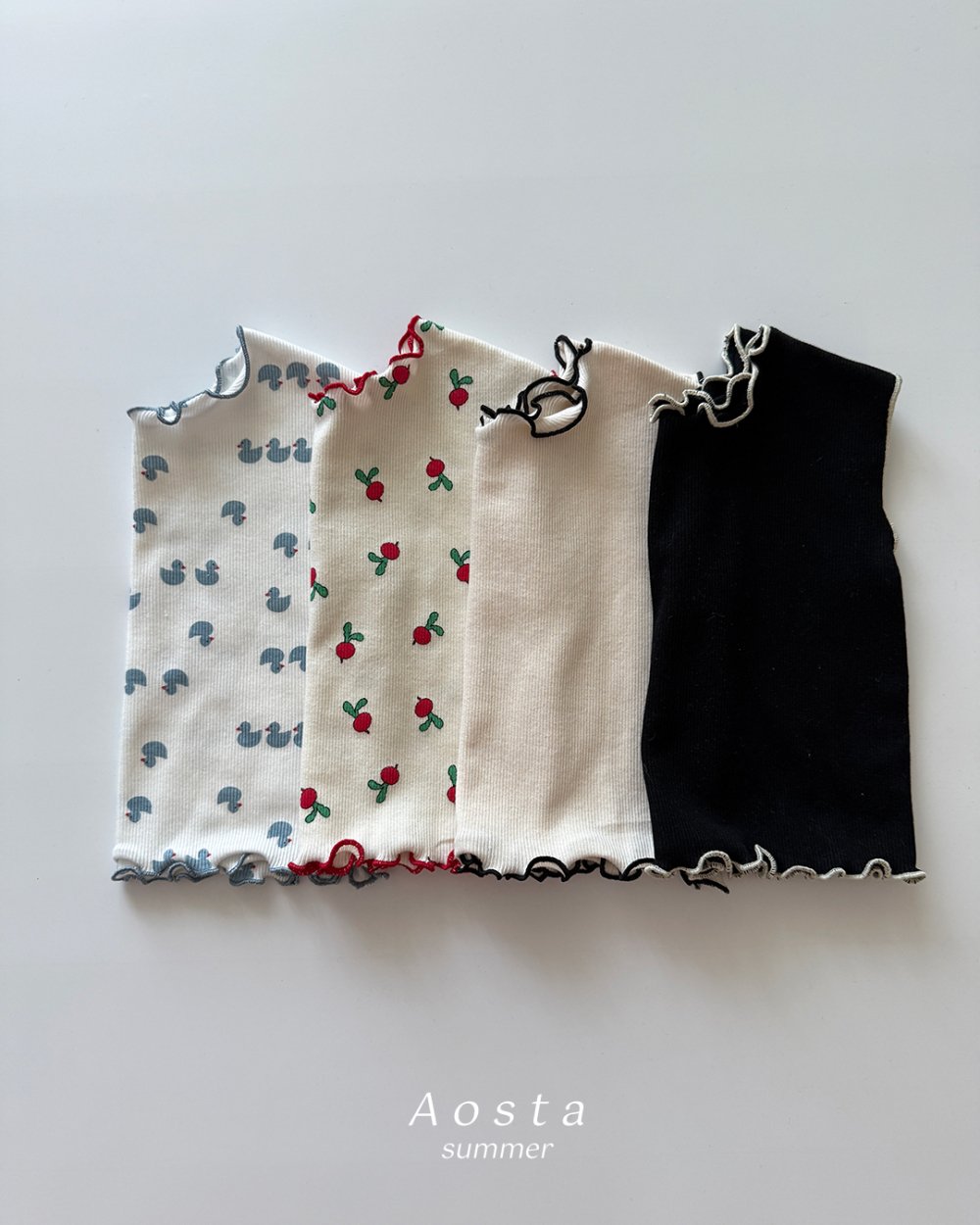 AOSTA47｜(6m-5y) 4款羅紋木耳邊無袖上衣