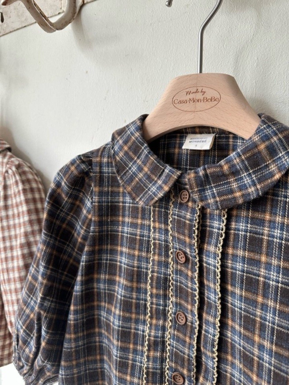 MONBEBE21｜(1y-8y) 冬季格紋滾邊襯衫