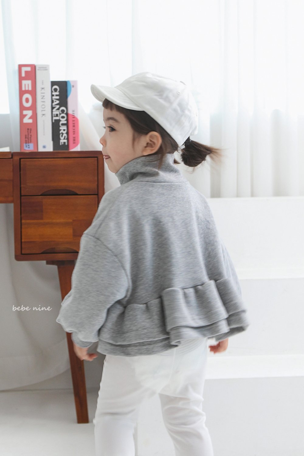 bebe nine30  (65-115) 3色立領蛋糕裙襬拉鍊外套