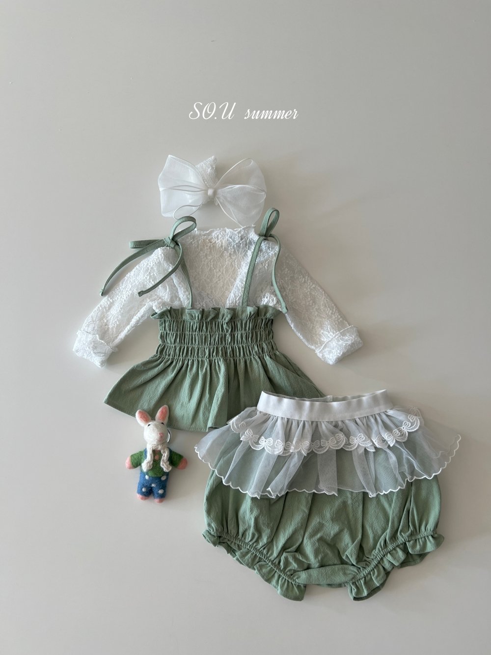 SO.U04｜(6m-4y)  蝴蝶結薄紗層次圍裙