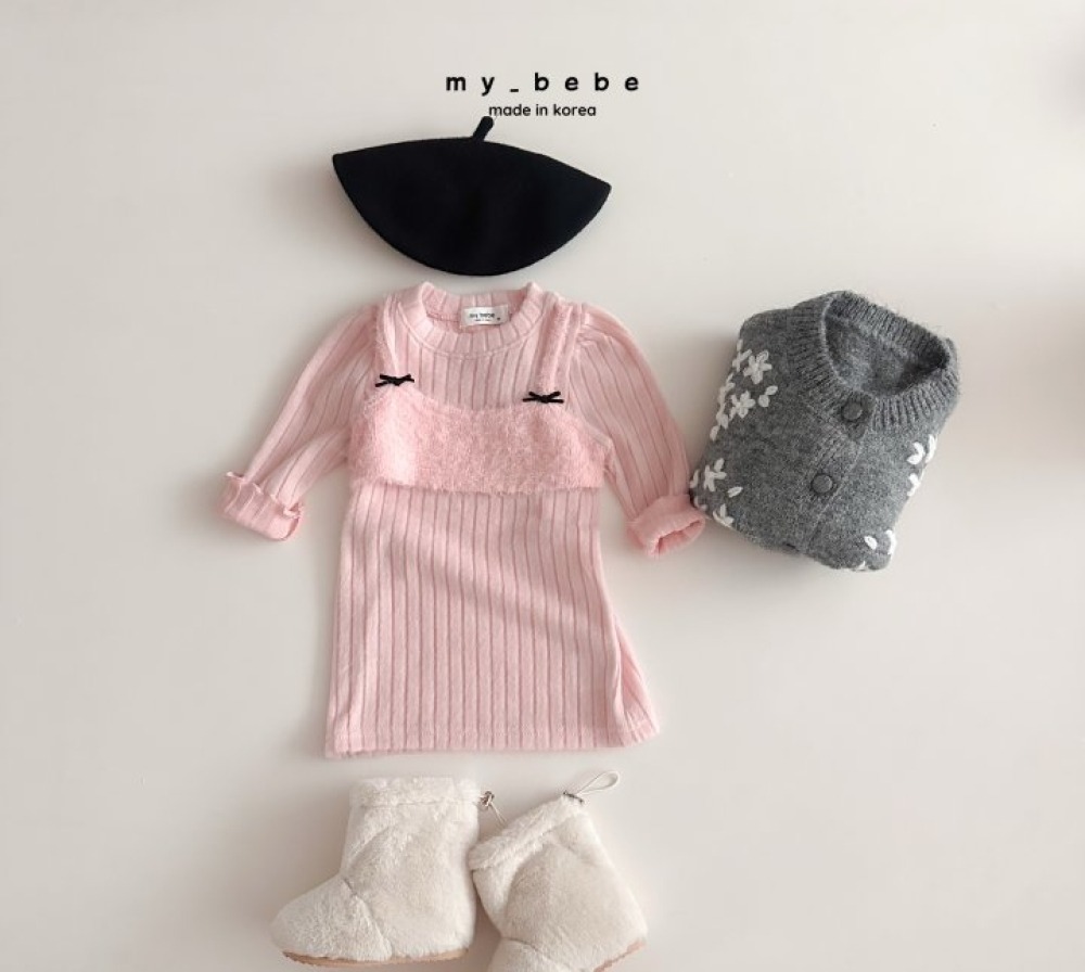 my_bebe19｜(-12m-7y) 毛呢背心假兩件羅紋洋裝