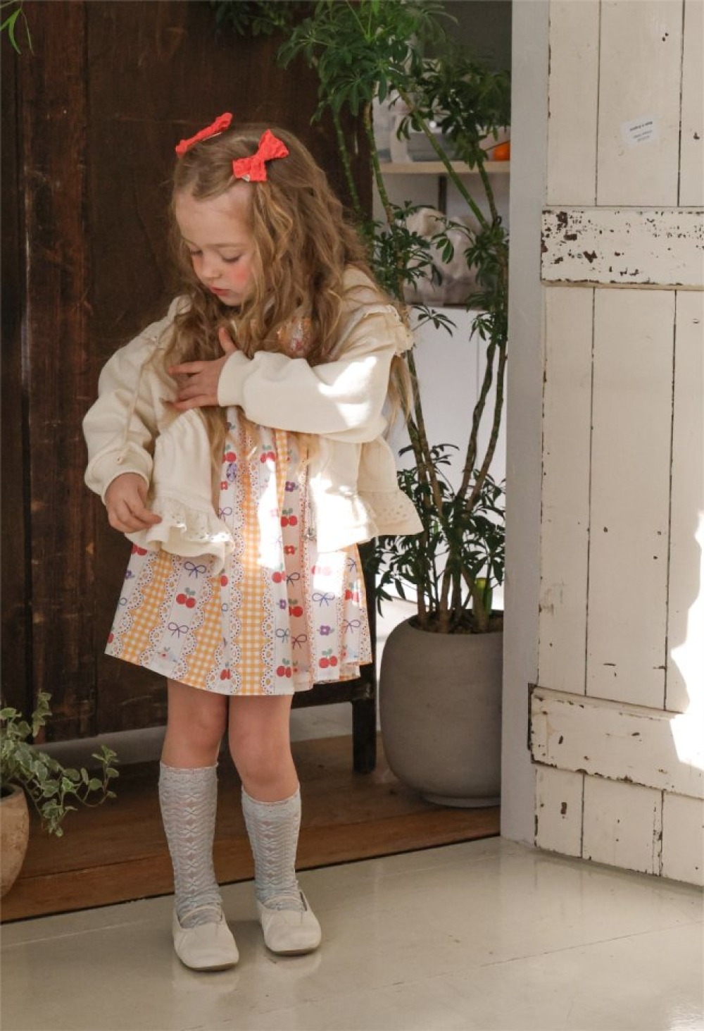 FLO05｜(free) 4色蕾絲蝴蝶結髮夾