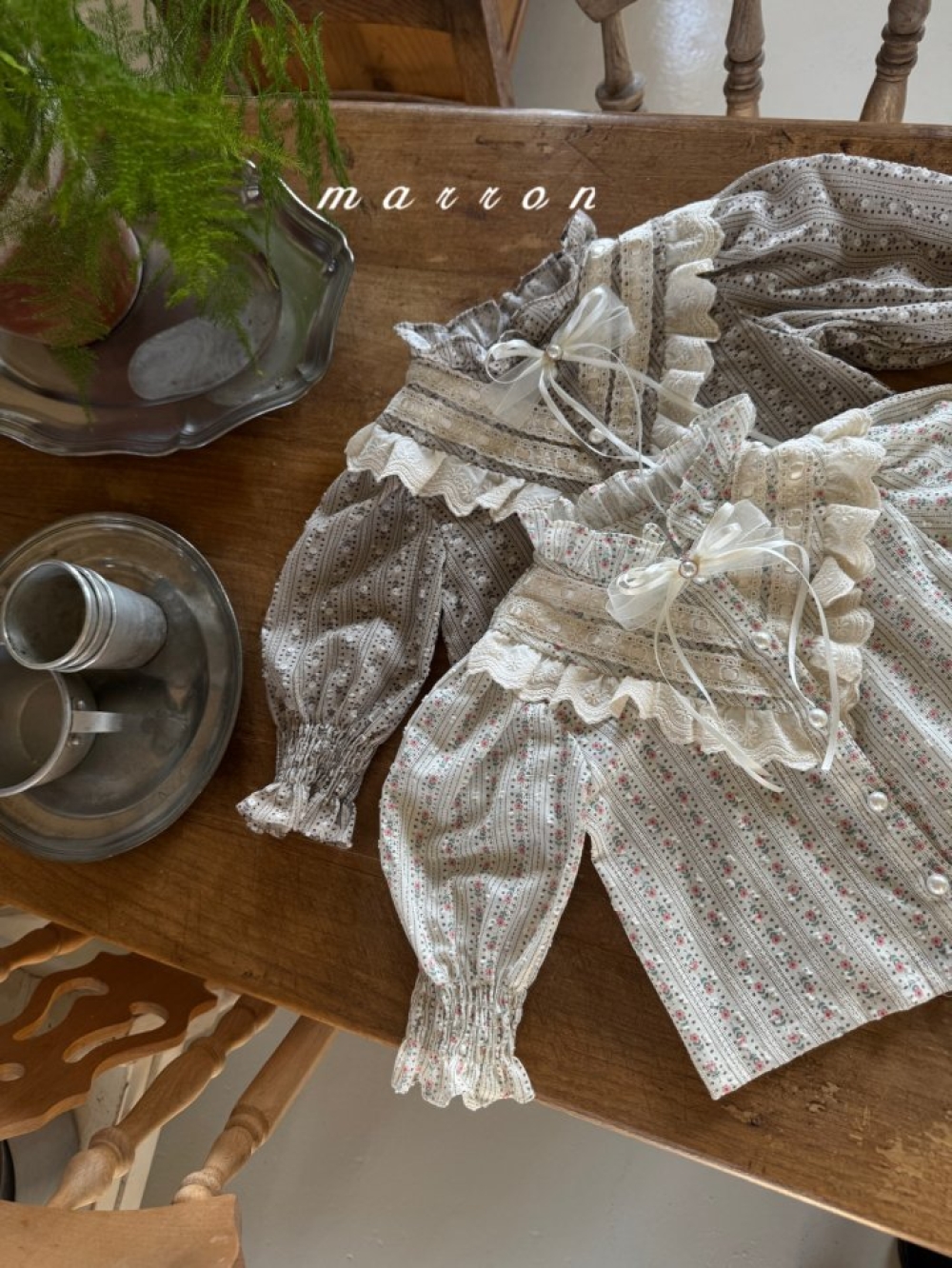 Marron13｜(1y-6y) 層次蕾絲花邊襯衫