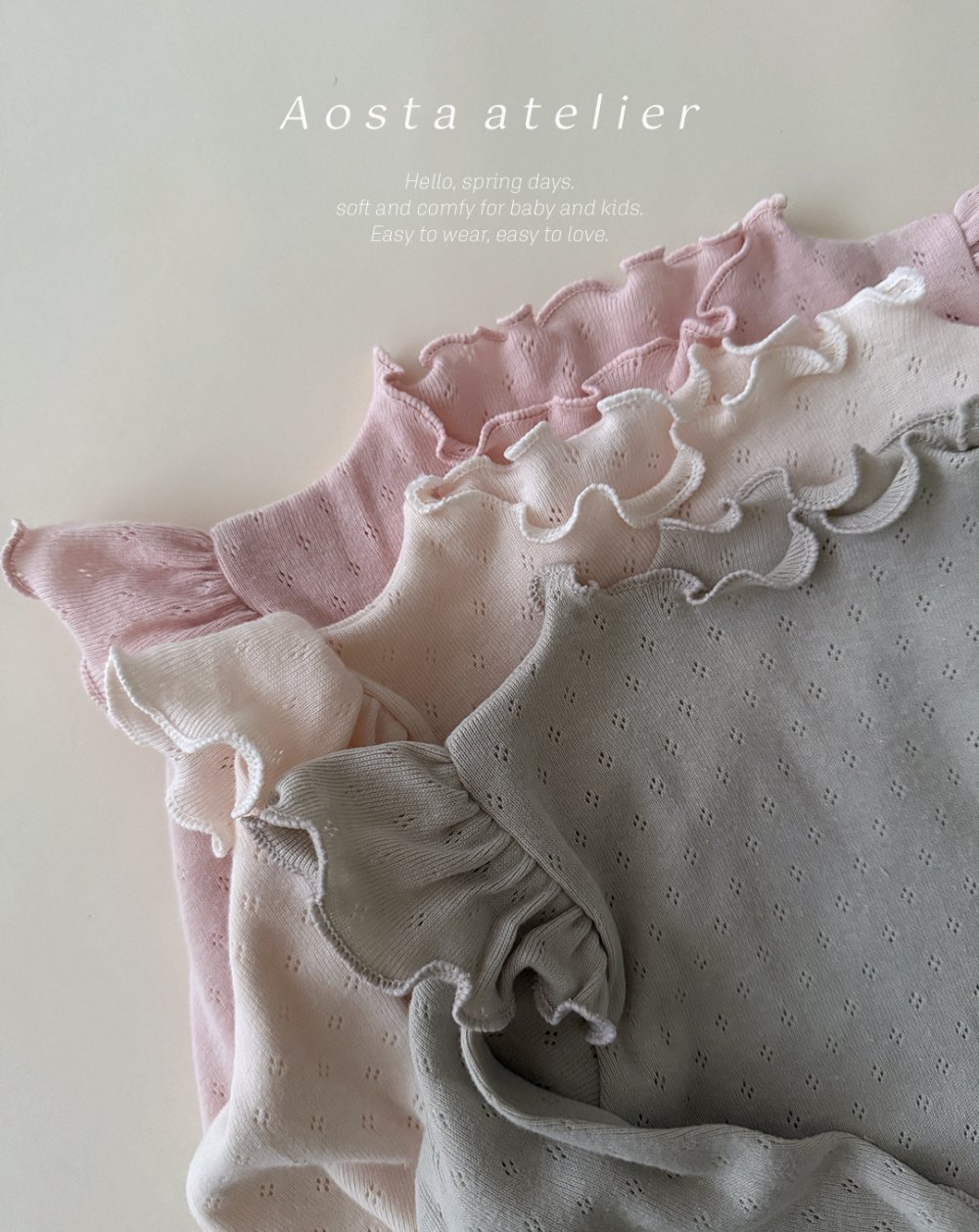 AOSTA28｜(6m-5y) 飛袖捲邊上衣