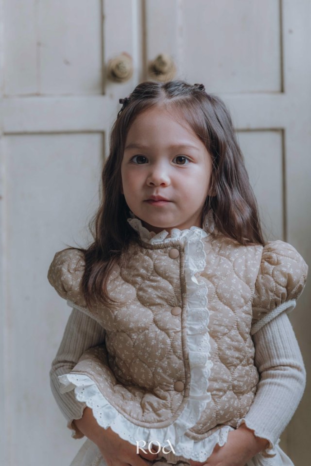 ROA09｜(80cm-120cm) 2色菱格蕾絲邊鋪棉背心