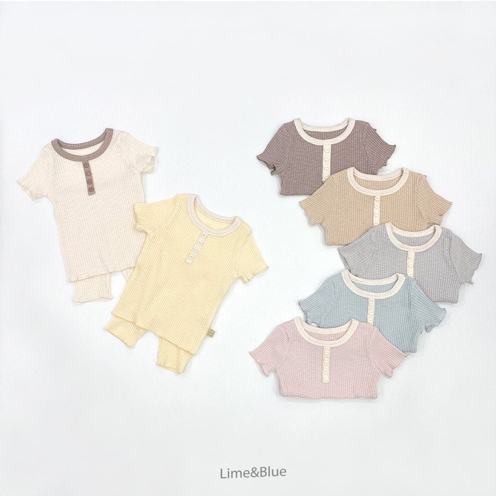 LIME&BLUE03｜(80-118cm)  素色鈕釦居家服