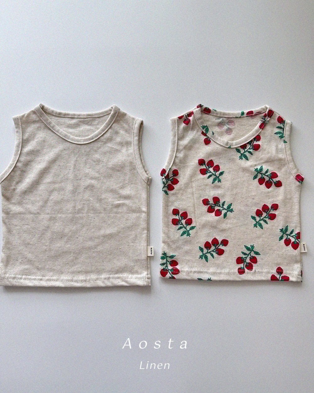 AOSTA21｜(6m-5y) 2款亞麻夏季無袖背心