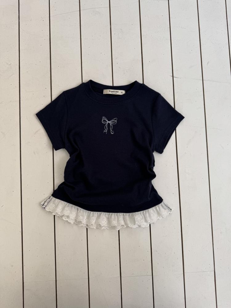 LePetitmot19｜(80-125cm) 蝴蝶結蕾絲上衣
