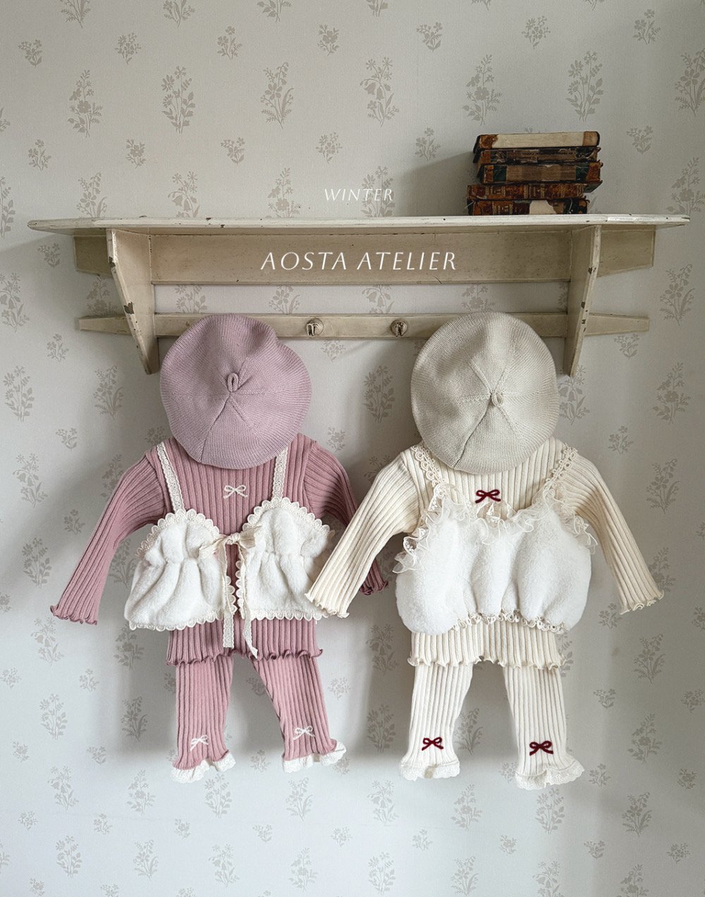 AOSTA08｜(6m-5y) 磨毛蝴蝶蕾絲緊身褲