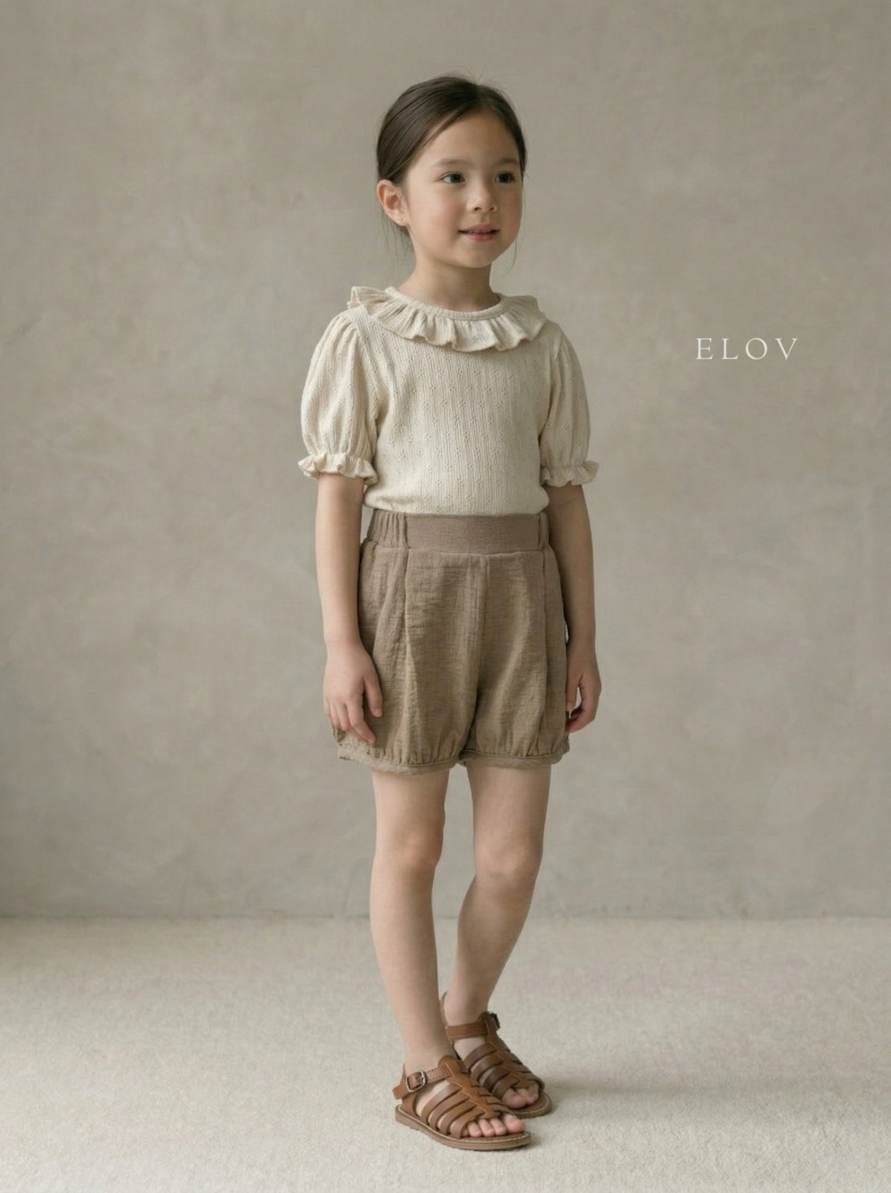 Mon petit19｜(73-118cm) 荷葉花邊公主袖上衣