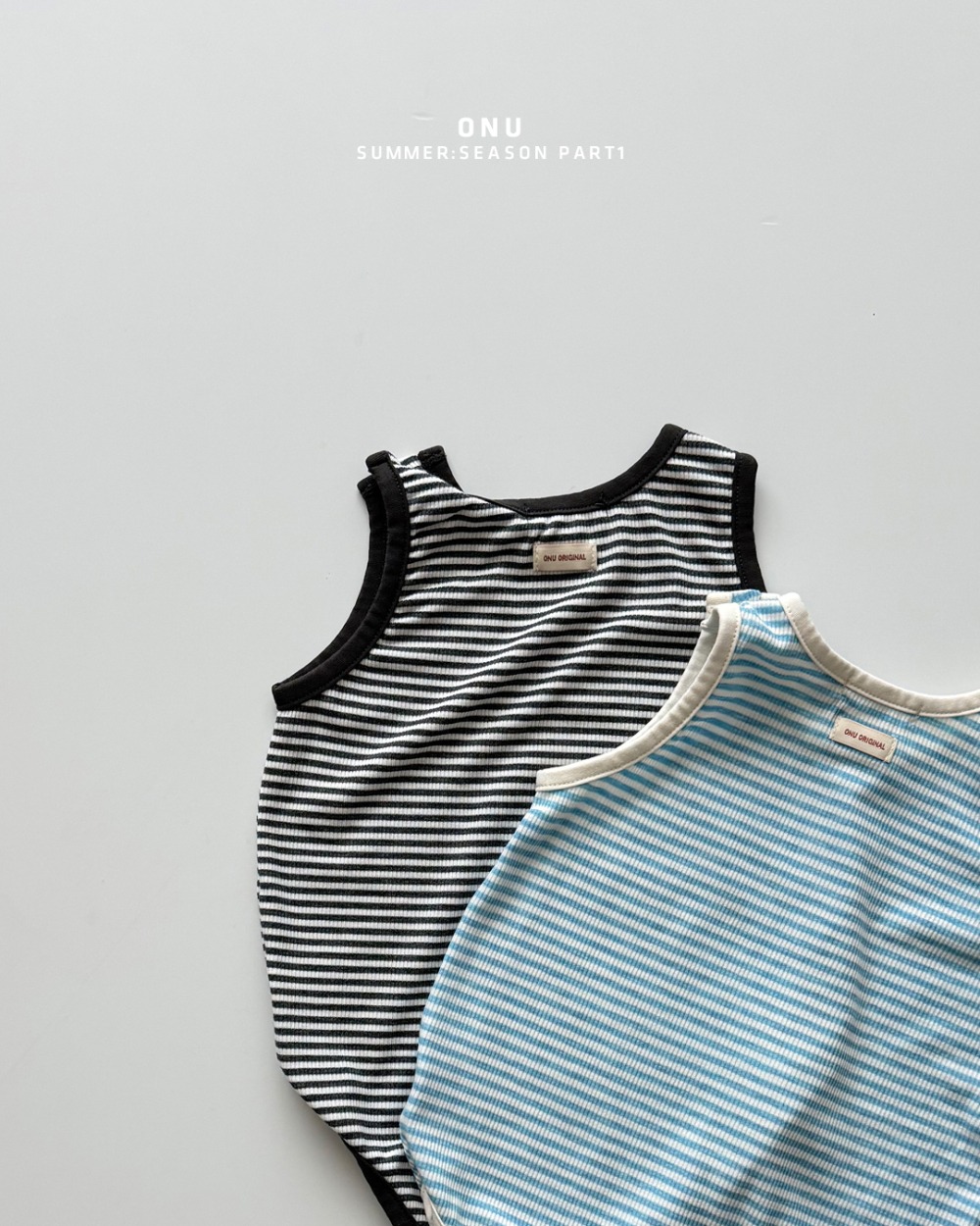 onu50｜(6m-12m) 條紋無袖包屁衣