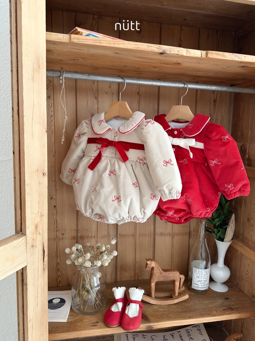 Nutt05｜(3m-16m) 蝴蝶結夾層棉包屁衣