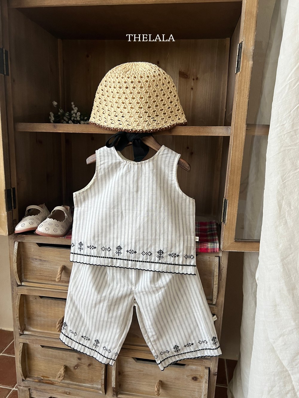 thelala40｜ (70-115) 條紋刺繡圖騰套裝