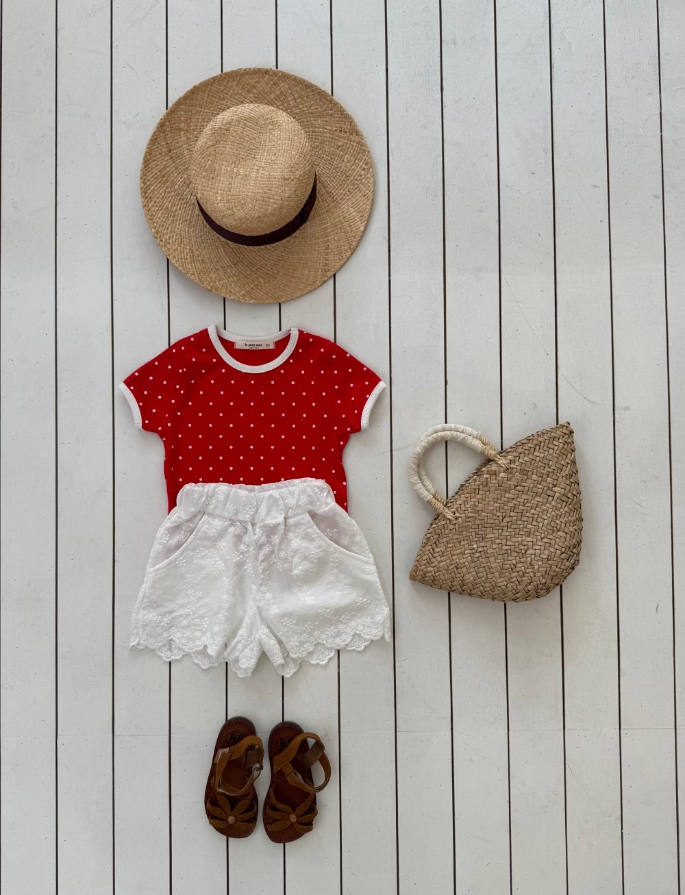 LePetitmot25｜(80-125cm) 圓點撞色上衣