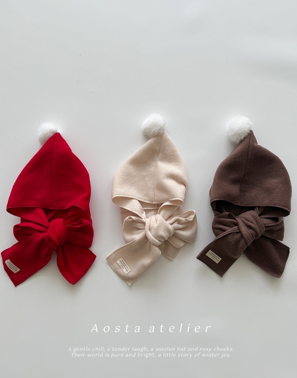 AOSTA66｜(6m-5y) 毛球連帽圍巾