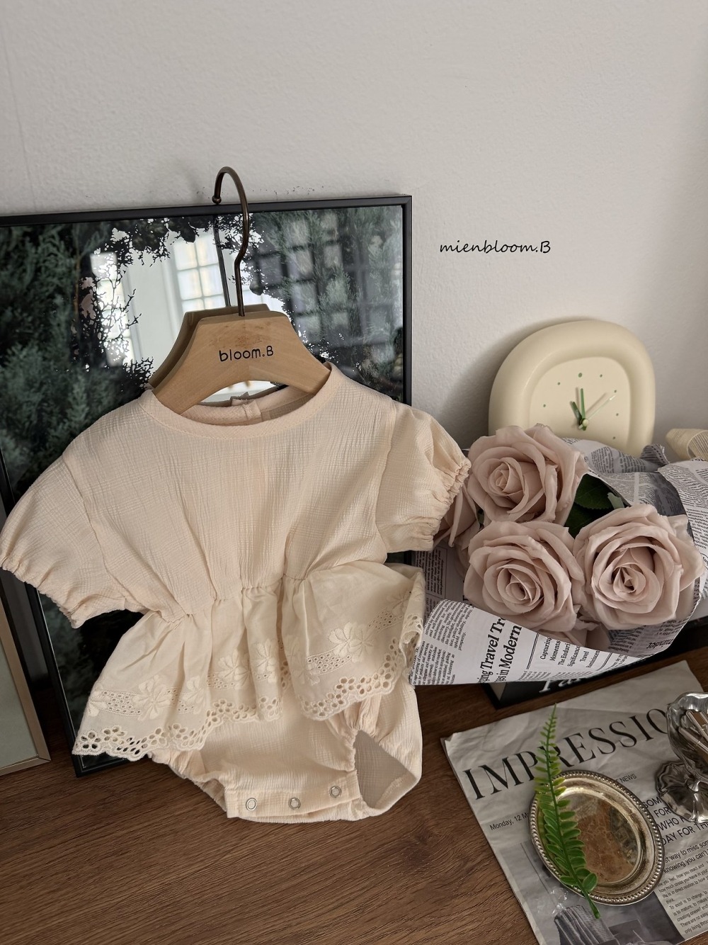 Bloom.b04｜(0m-18m) 棉麻簡約襯裙包屁衣