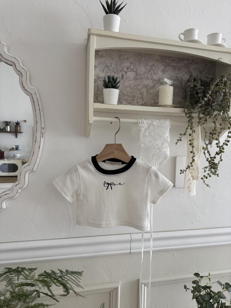 LePetitmot23｜(80-125cm) 拼色蝴蝶結上衣