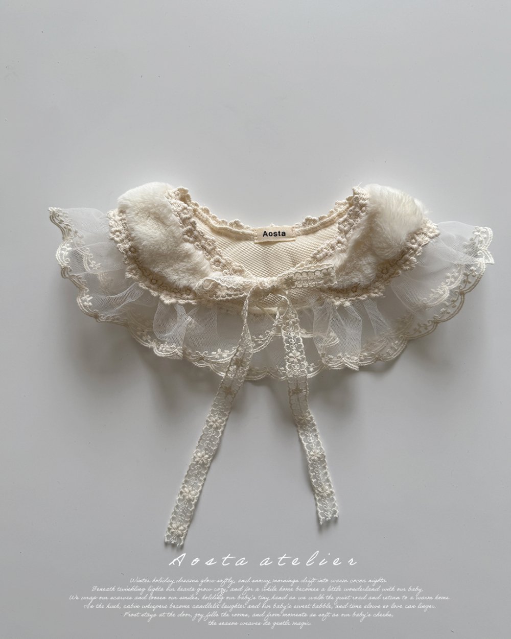 AOSTA37｜(6m-5y) 蕾絲荷葉花瓣綁帶領圍
