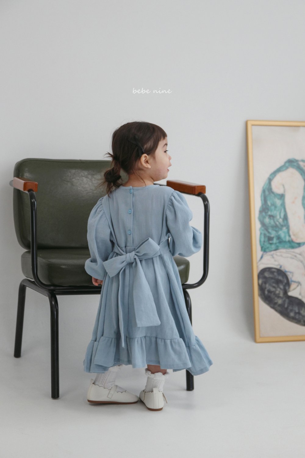 bebe nine01 (65-115) 2色簡約綁帶洋裝