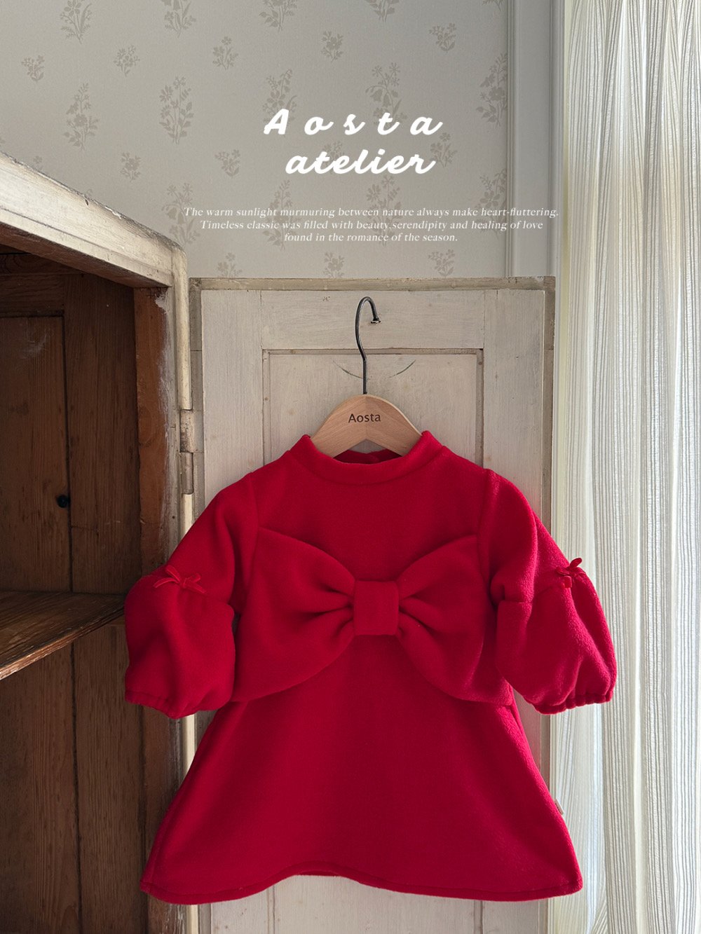 AOSTA26｜(6m-5y) 冬季磨毛蝴蝶結洋裝