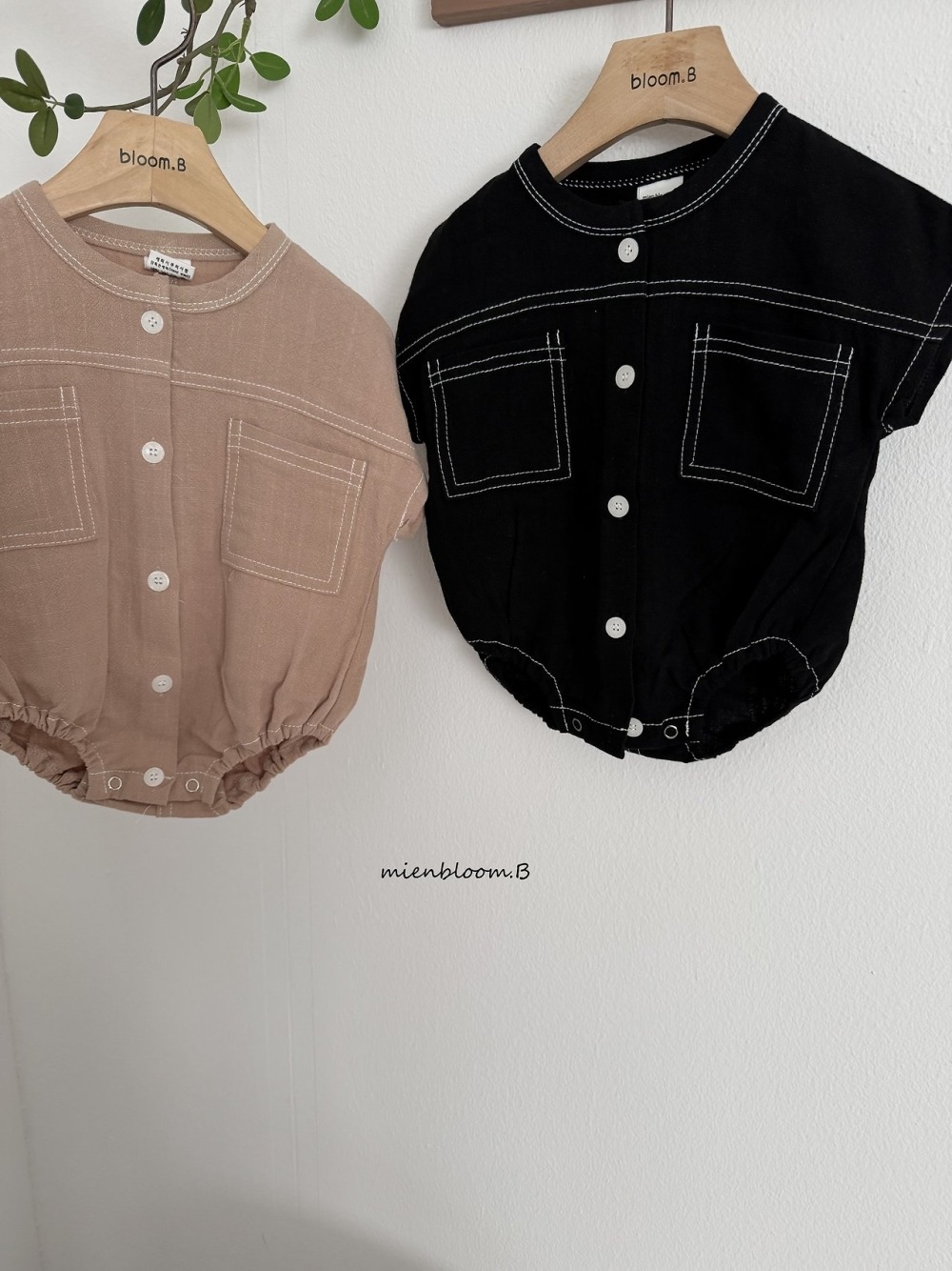 Bloom.b09｜(0m-18m) 亞麻縫線包屁衣