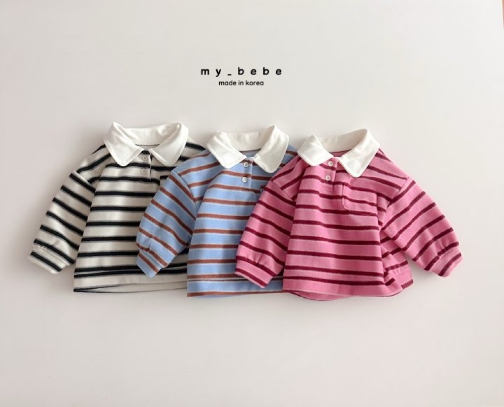 my_bebe03｜(-12m-7y) 有領條紋上衣