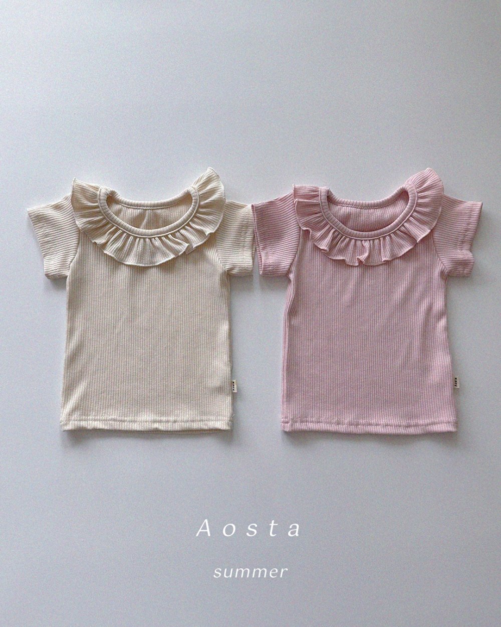 AOSTA04｜(6m-5y) 2色木耳邊翻領上衣