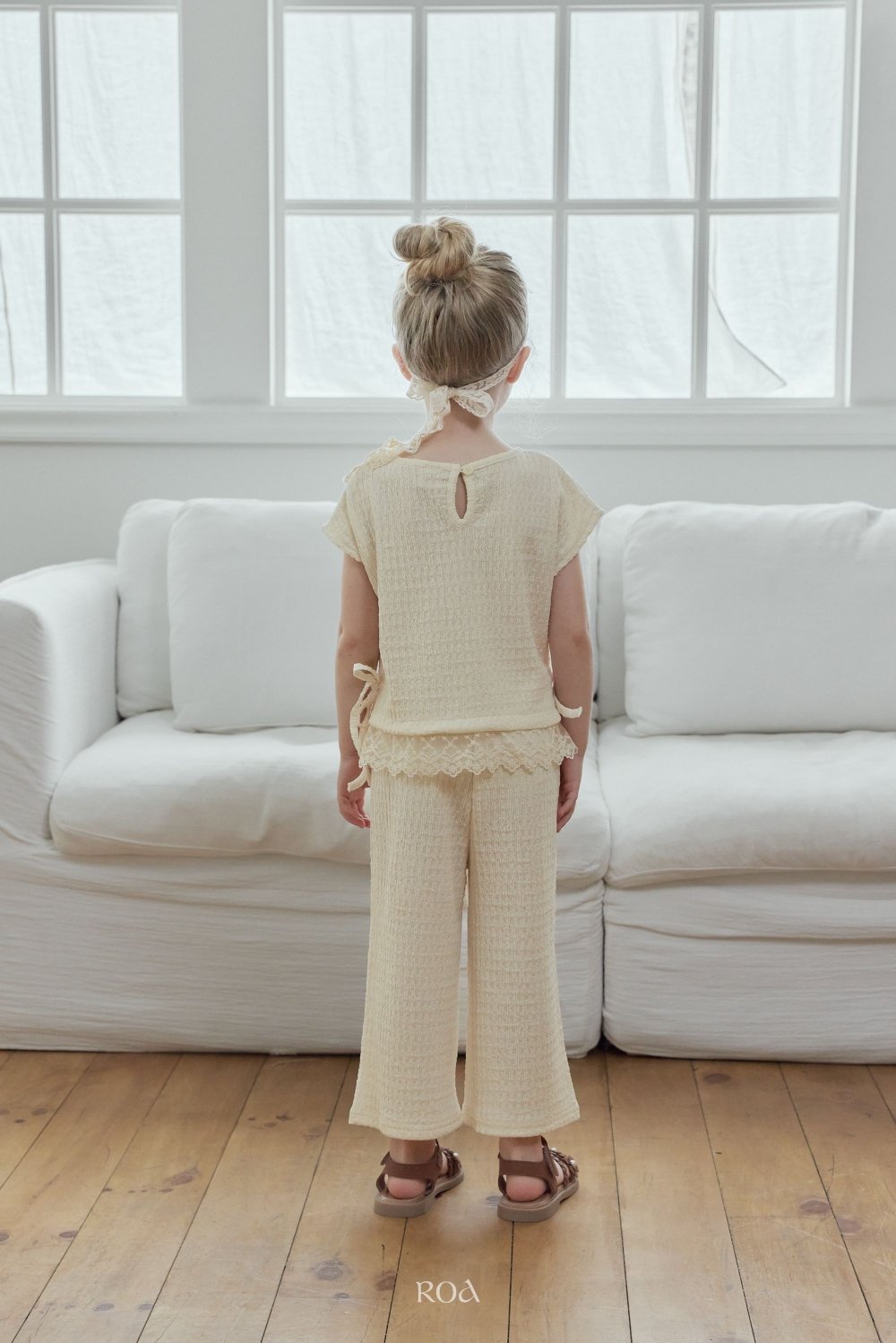 ROA04｜(6m-18m) 2色抓皺蕾絲滾邊套裝