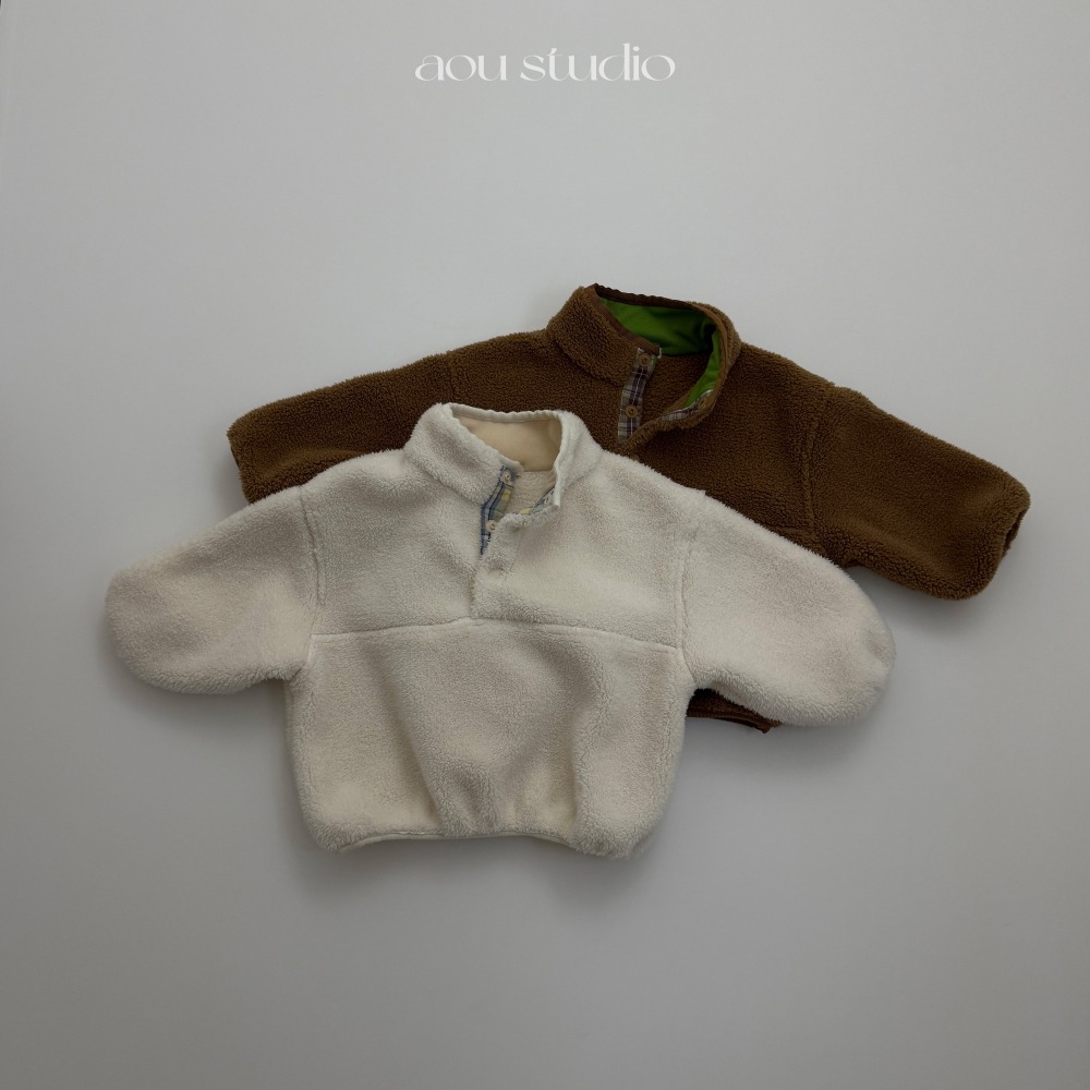 Aou 02｜ (70cm-110cm) 半開襟扣毛毛上衣