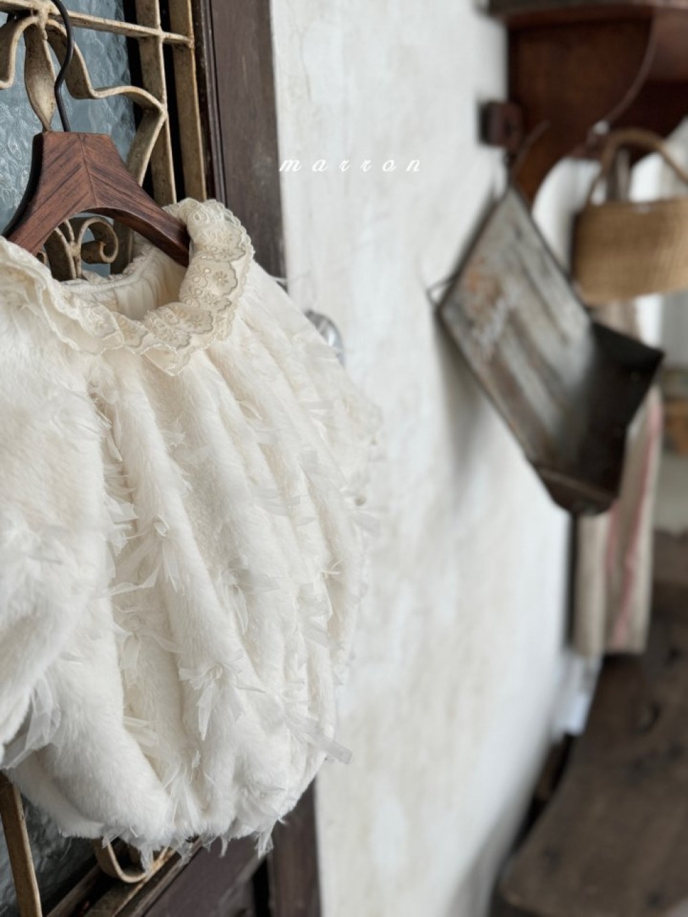 Marron 50｜(3m-18m) 蝴蝶結緞帶刷毛包屁衣