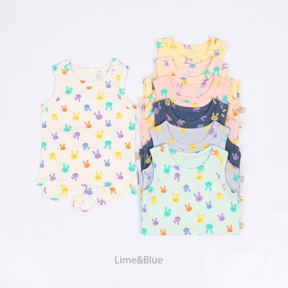 LIME&BLUE14｜(80-118cm)  彩色兔兔無袖服