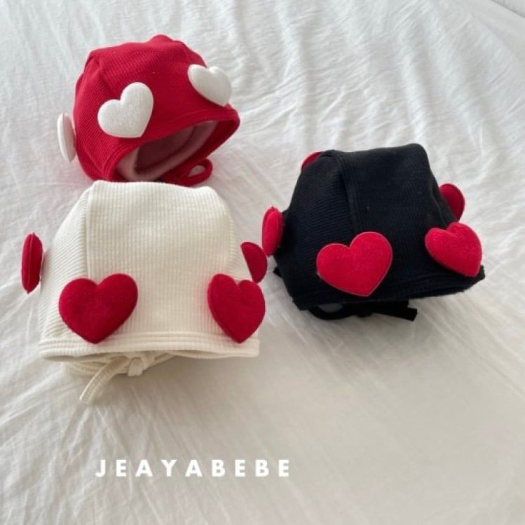 JEAYA11｜(70cm-110cm) 3色愛心綁帶帽