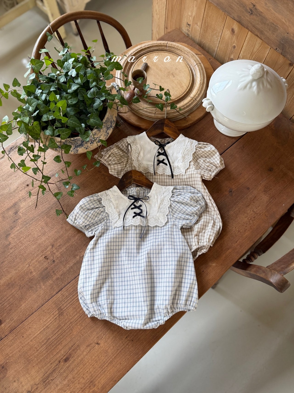 Marron01｜(3m-18m) 蕾絲蘋果套裝