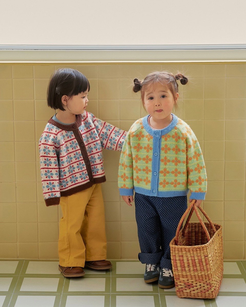 Amber 09｜(90-130cm) 2色印花刷毛開襟外套