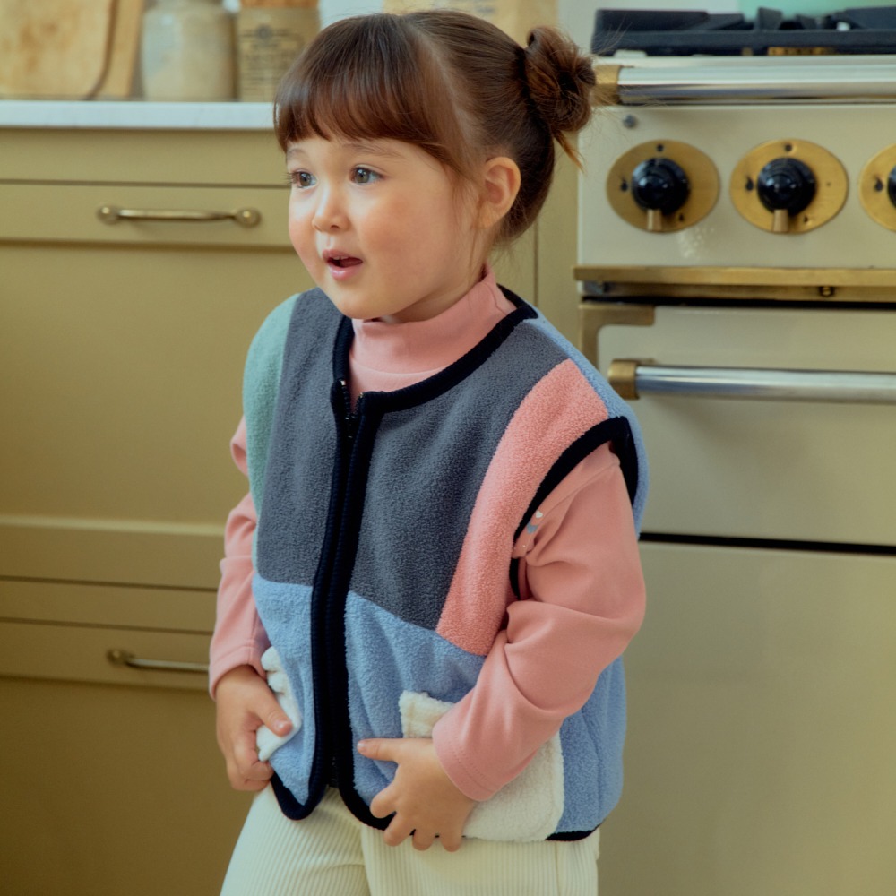 1st blue 14｜(80-118cm) 1色棉花糖刷毛背心