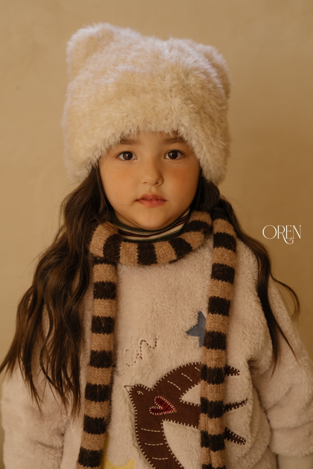 OREN10｜(free) 條紋針織圍巾