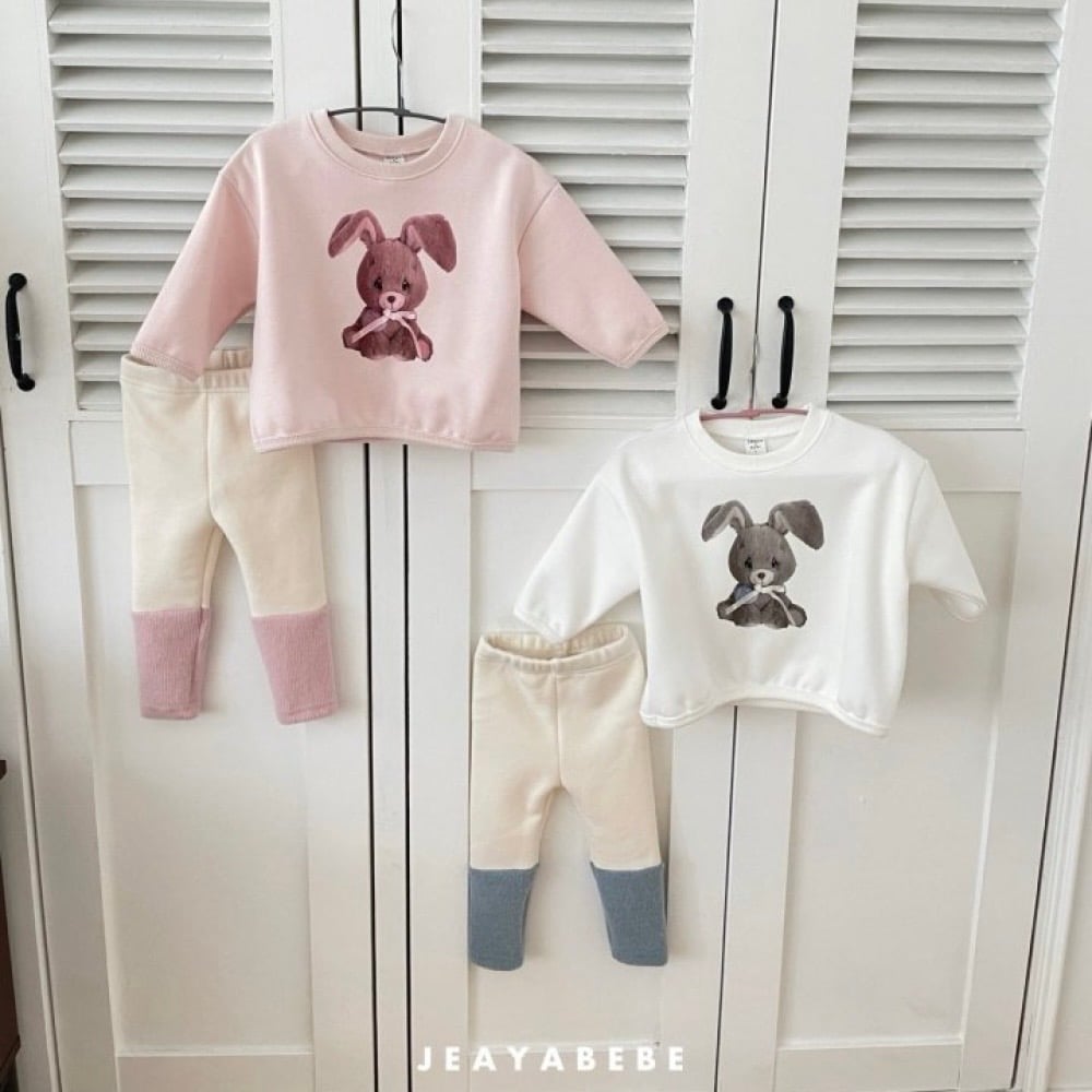 JEAYA09｜(70cm-110cm) 2色小兔印花休閒上衣+拼色內搭褲