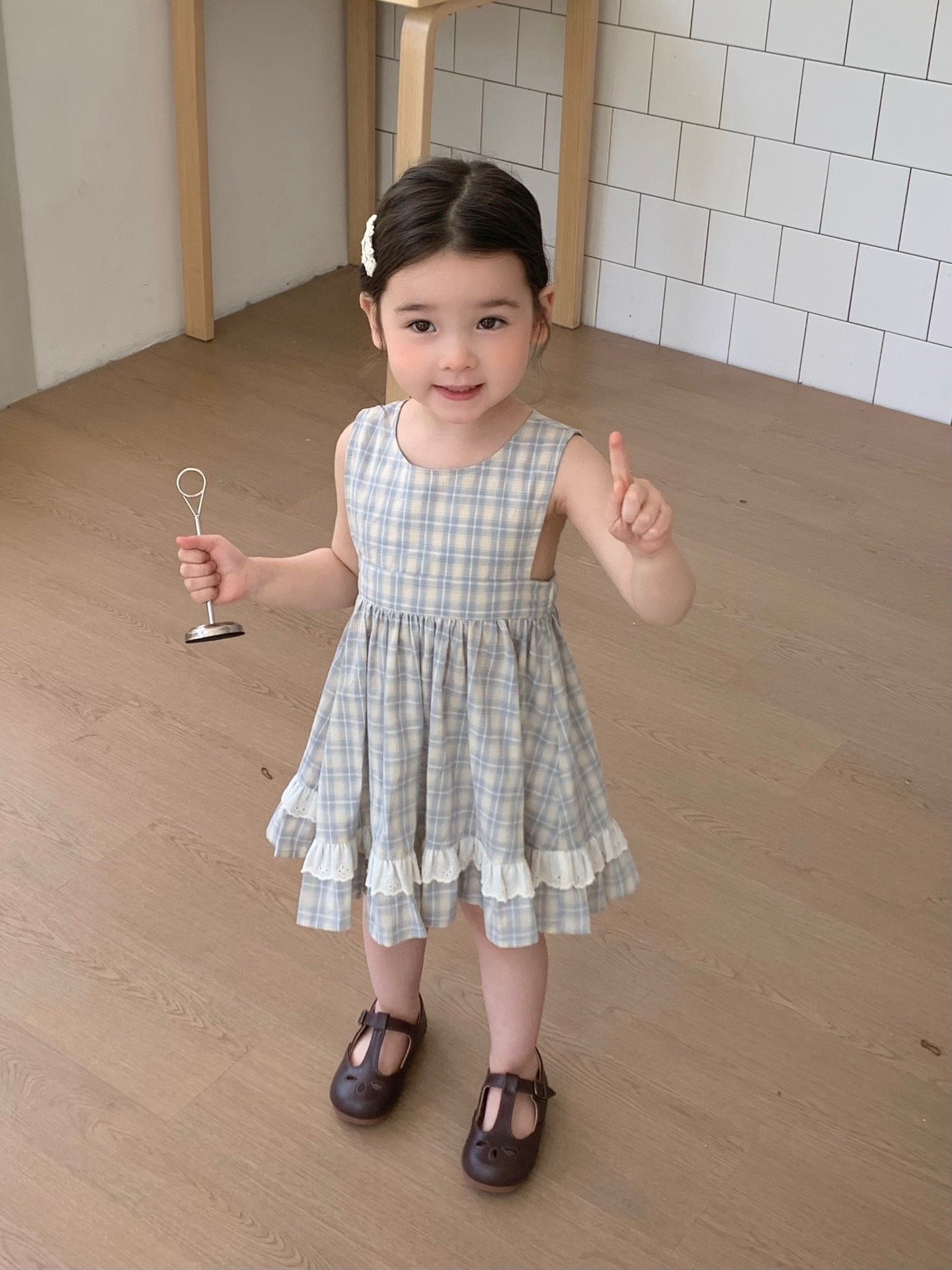 JE27｜(66-120cm) 學院格紋吊帶包屁衣/洋裝