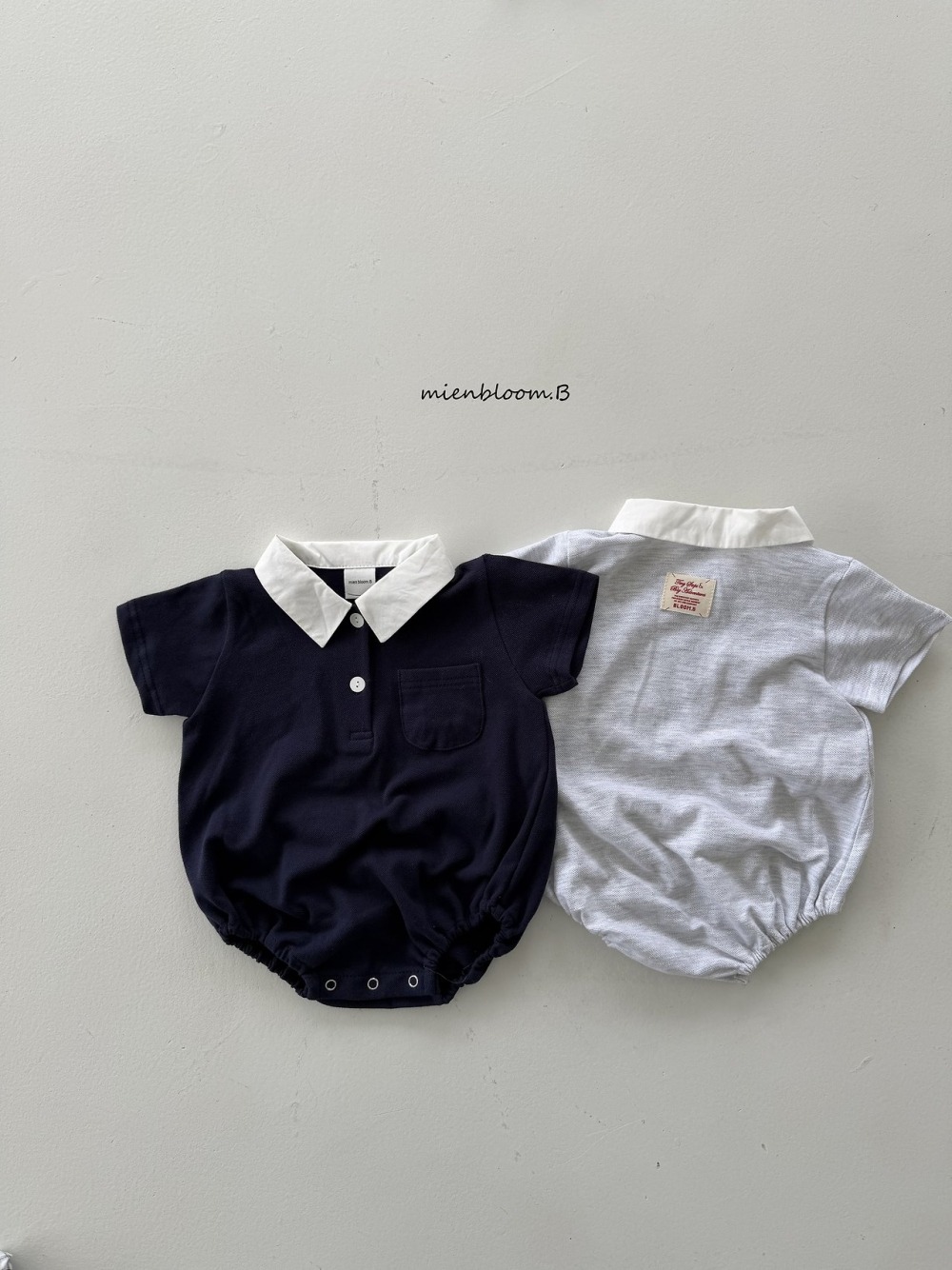 Bloom.b10｜(0m-18m) 有領口袋包屁衣