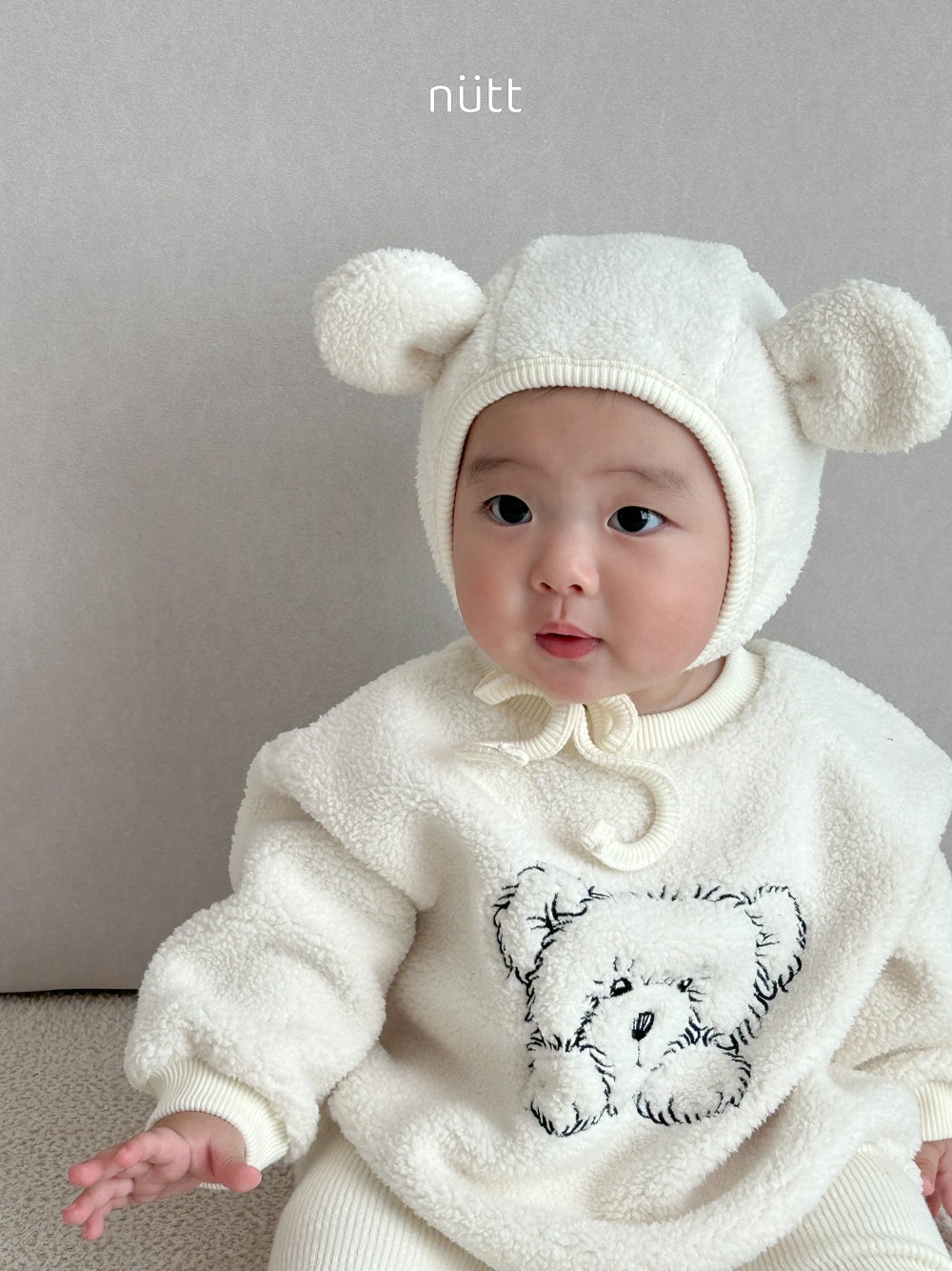 Nutt06｜(3m-16m) 小熊刷毛含小熊帽
