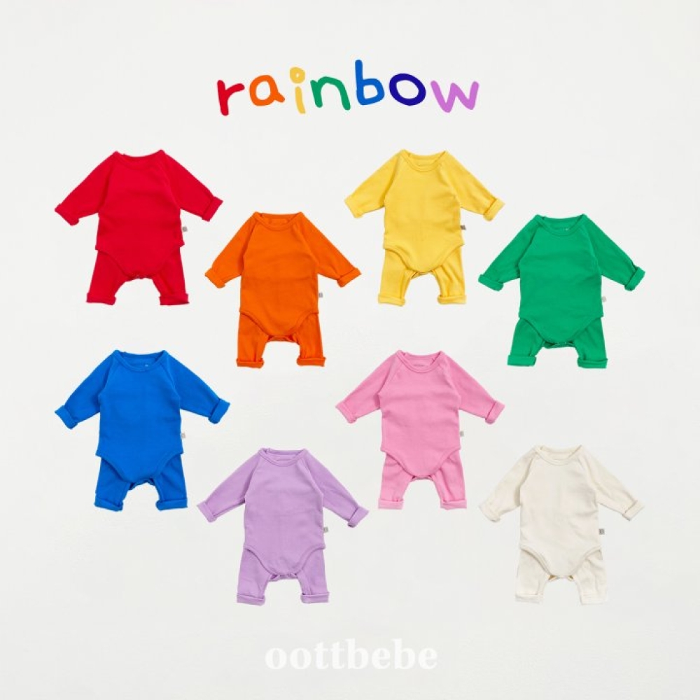 Oottbebe30｜(0m-12m) 糖果色居家包屁衣褲子套裝