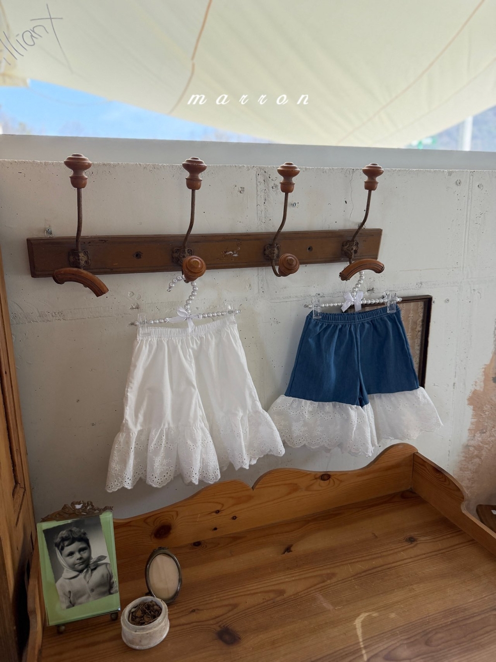 Marron16｜(1y-6y) 蕾絲闊腿九分褲