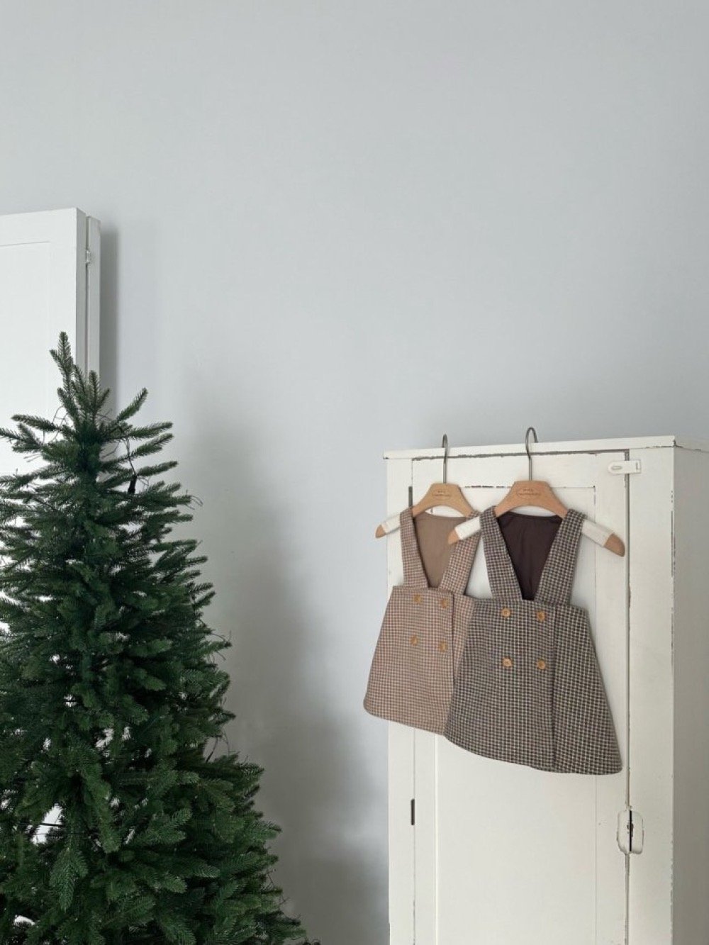 MONBEBE11｜(1y-8y) 復古格紋背心洋裝