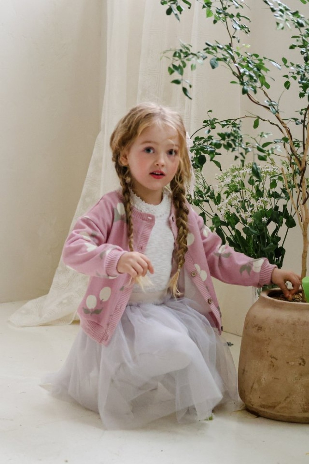 FLO19｜(75-140) 3色印花開襟外套