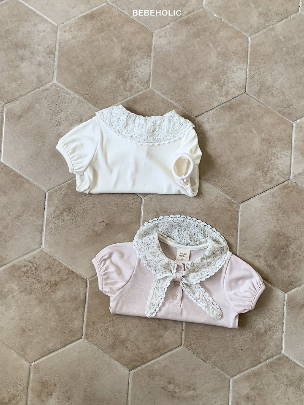 Bebe holic45｜(3m-18m) 海軍蕾絲領上衣