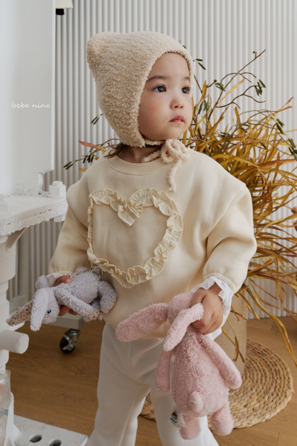 bebe nine27 (65cm-115cm) 3色愛心摺邊上衣