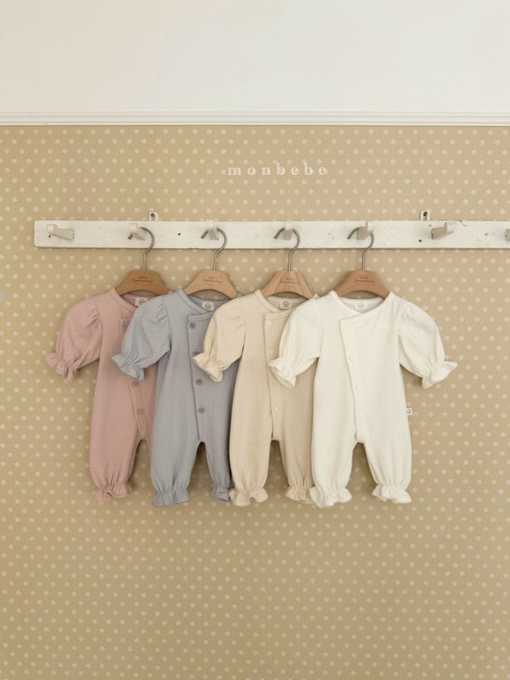 MONBEBE24｜(0m-3m) 貴族滾邊荷葉縮口連身衣