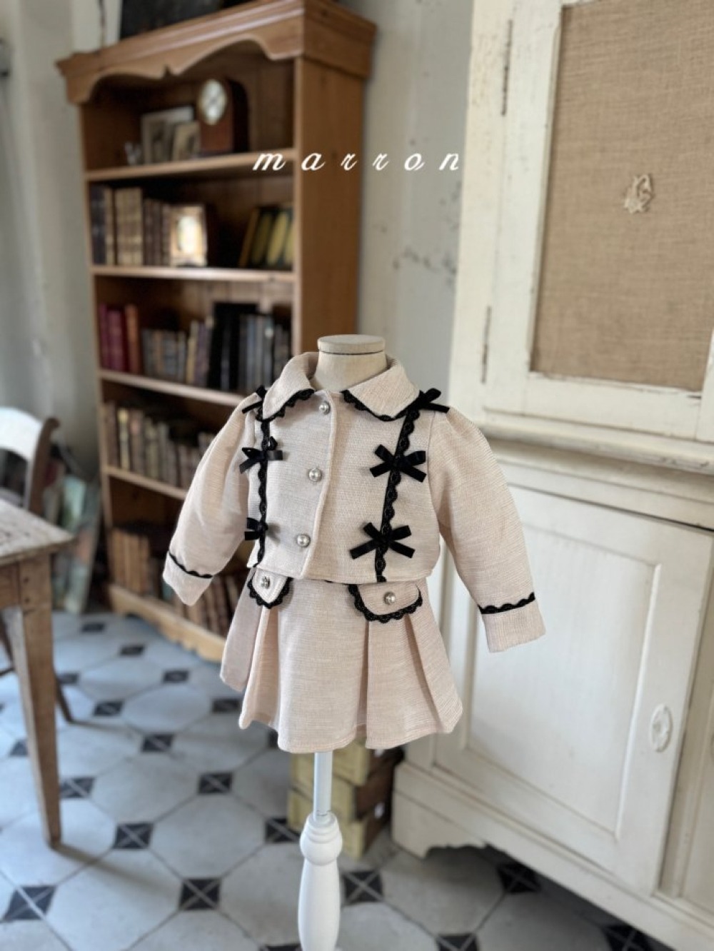 Marron54｜(1y-6y) 古典蕾絲滾邊套裝