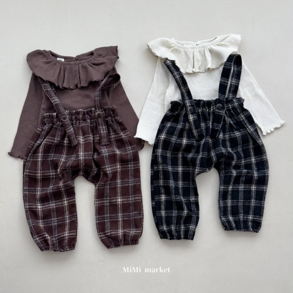 mimi market12 (65-85cm)  格紋吊帶長褲