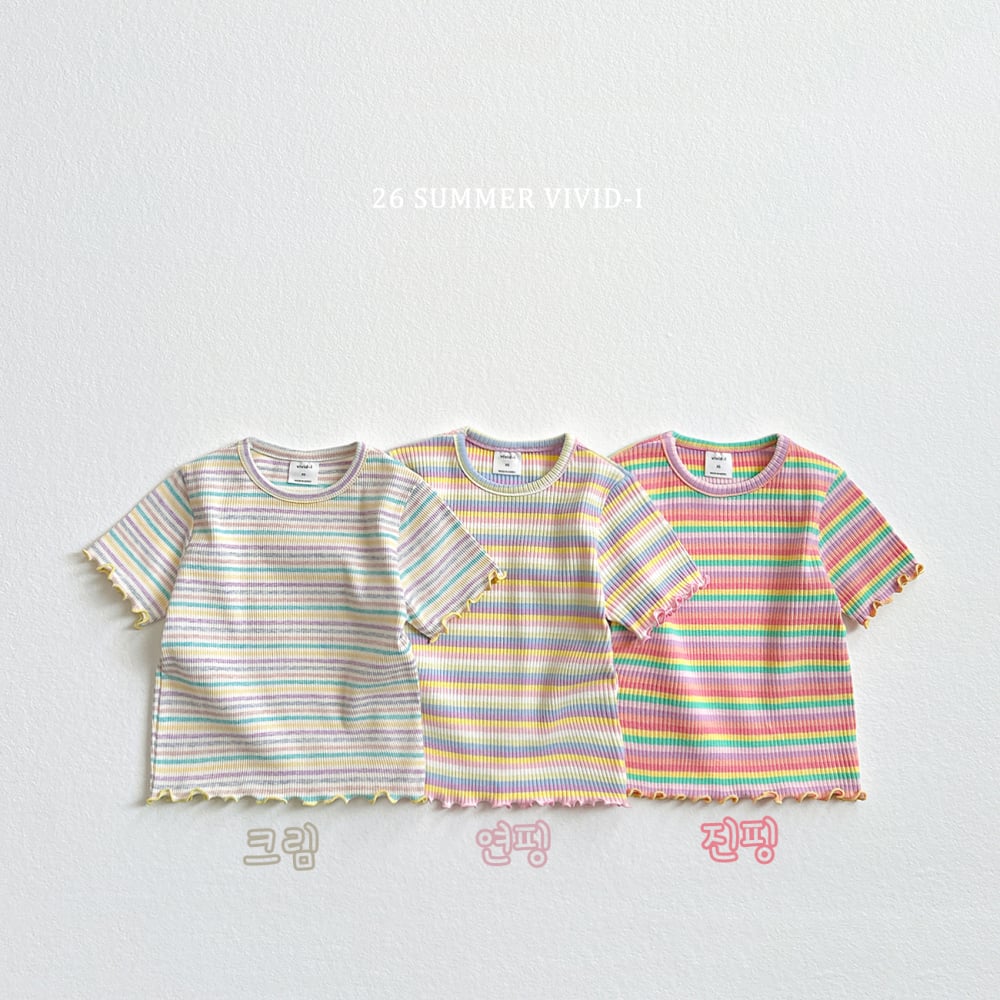 vivid49｜(78cm-125cm) 3款彩虹條紋木耳邊上衣